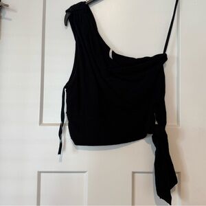 Free People Black One Shoulder Crop Top, Size XS